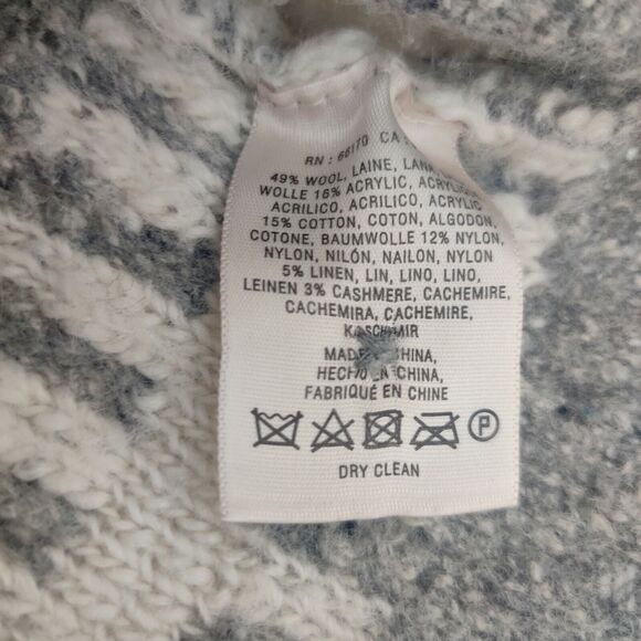 Change Of The Moon Anthropologie Sweater M Pullover Gray Cream‎ Stripe Wool - Picture 5 of 6